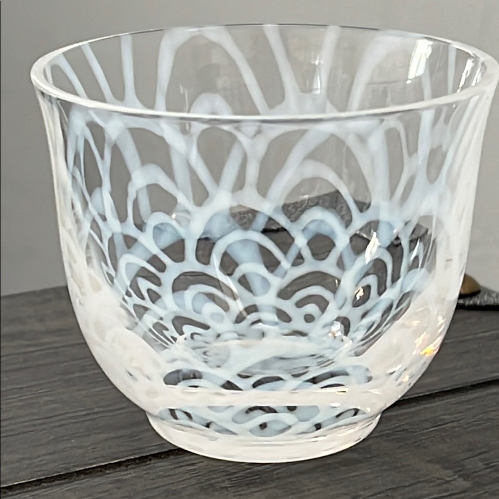 Taisho Roman Milk Glass Cold Tea Glass Cup "Nami" - Picture 2 of 9